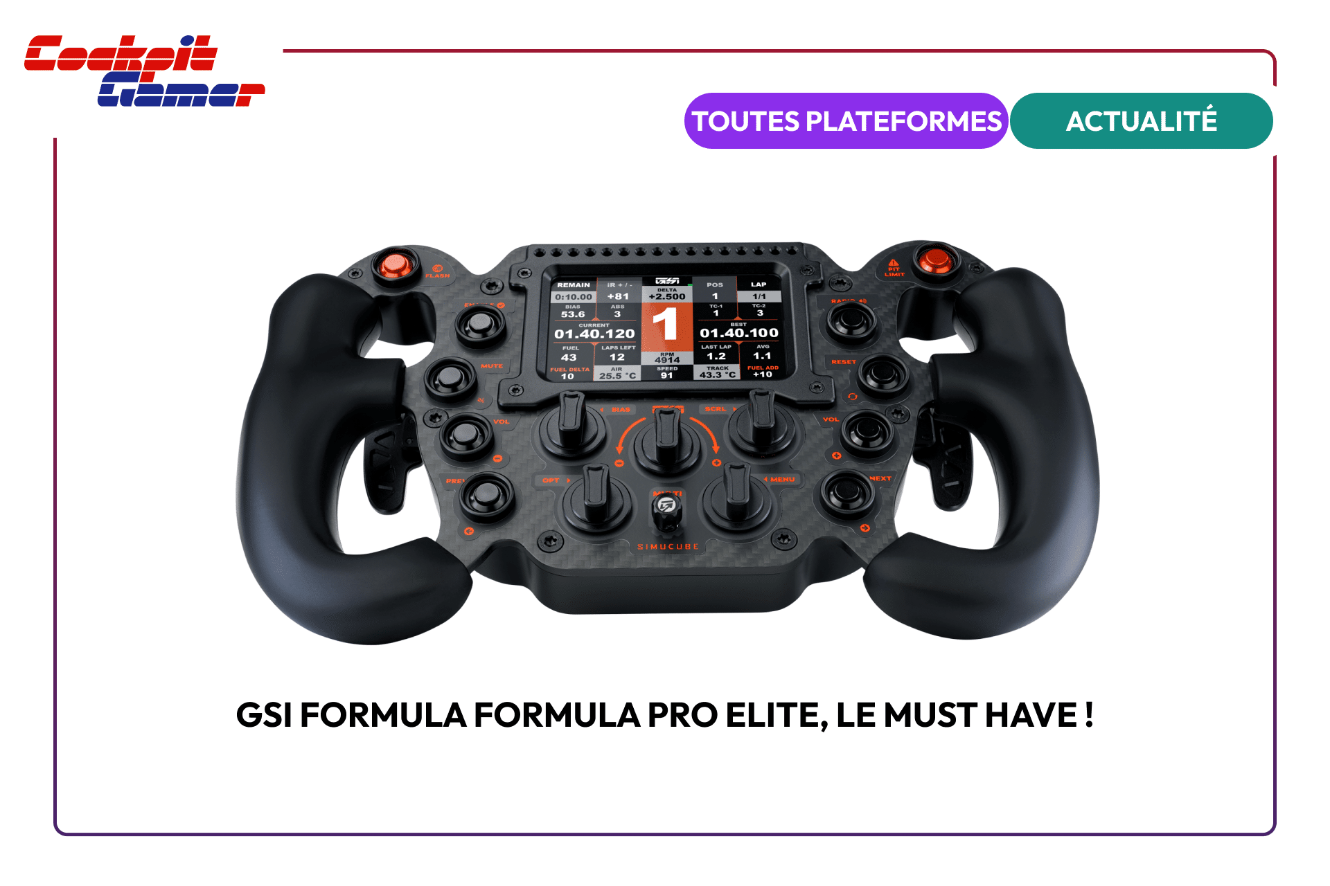 GSI Formula Pro Elite, le must have !